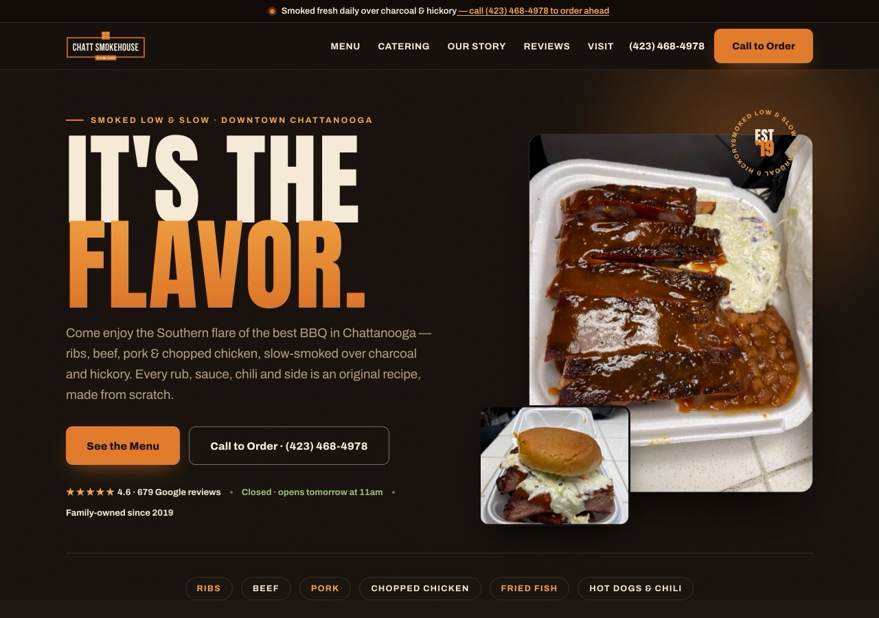 Chatt Smoke House, Rebuilt redesign (BBQ)
