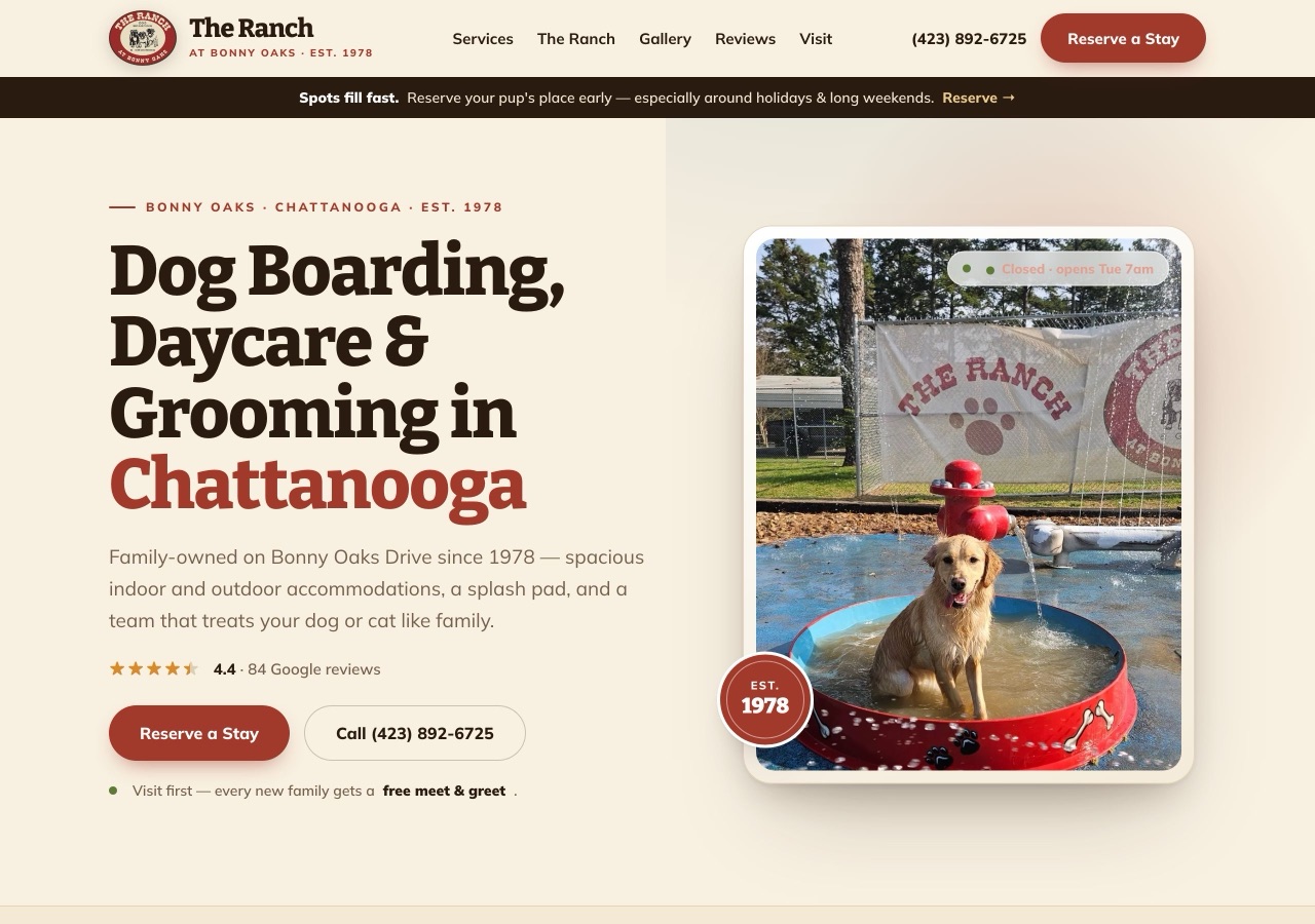 The Ranch at Bonny Oaks, Rebuilt redesign (Pet resort)