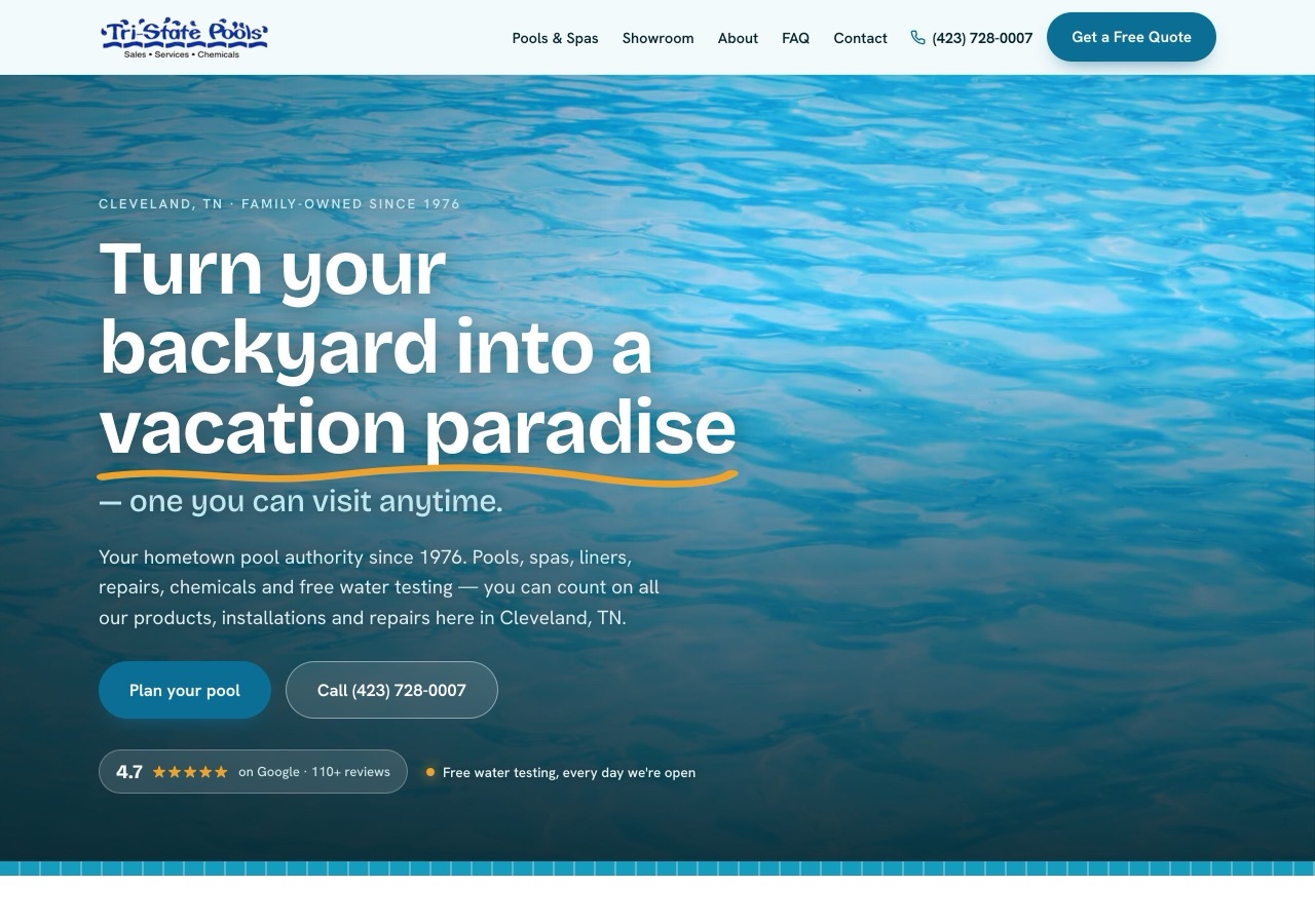 Tri-State Pools, Rebuilt redesign (Pools)